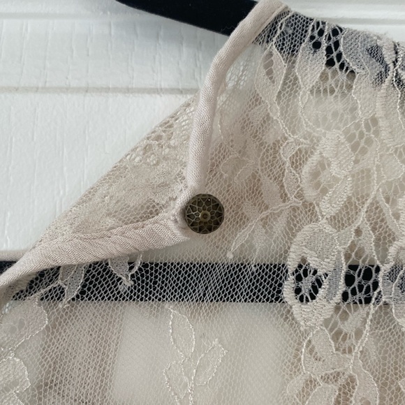 Free People Lace Peasant blouse long sleeves beige Size M New with tag - Picture 7 of 13